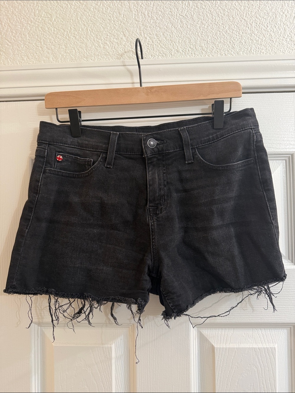 Hudson Black Distressed Denim Cutoff Shorts